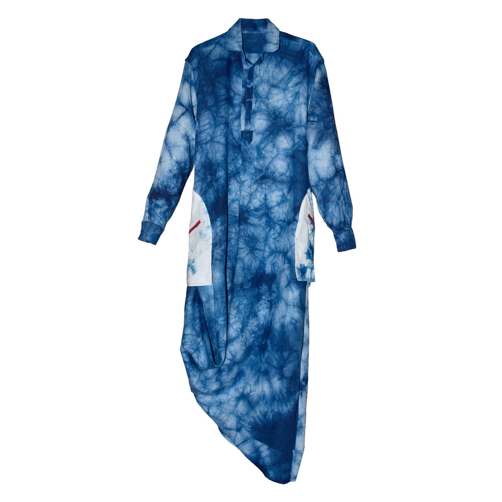Pre-order : INDIGO TIE-DYE CECILIA REVERSIBLE LINEN TUNIC