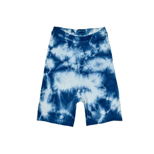 INDIGO TIE-DYE BIKER SHORTS