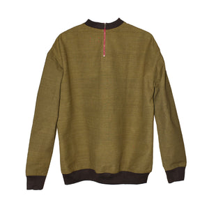 KHAKI ISAN WOVEN SWEATSHIRT