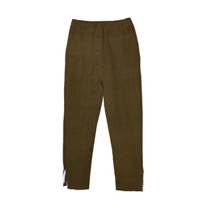 KHAKI ISAN WOVEN CROSSOVER TROUSERS
