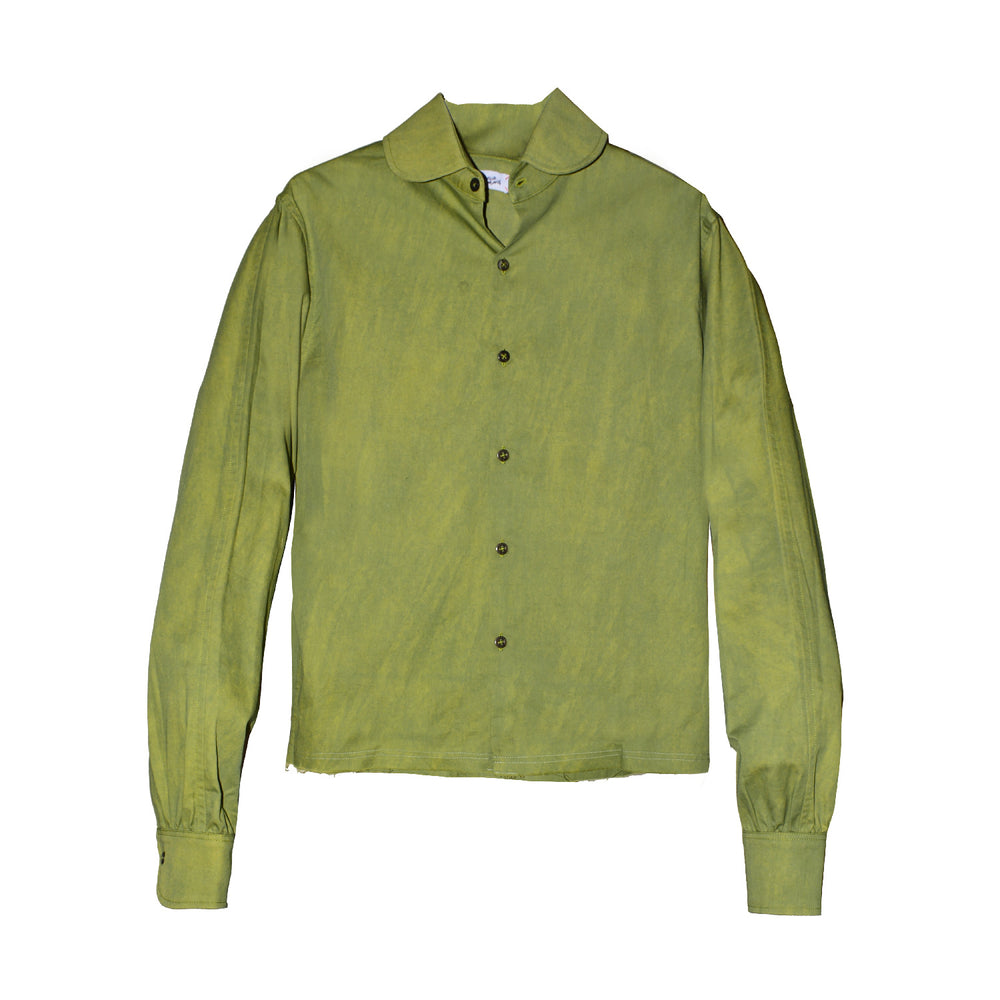 LIME CROPPED JOHNNY BUTTON DOWN SHIRT
