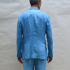 SKY INDIGO LINEN TWILL DOUBLE-BREASTED JACKET