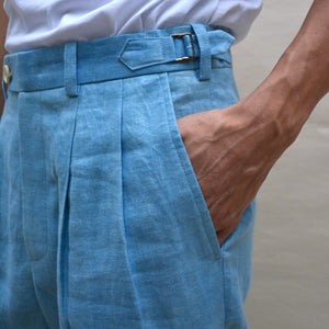SKY INDIGO DOVE LINEN TWILL TROUSERS