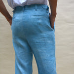 SKY INDIGO DOVE LINEN TWILL TROUSERS