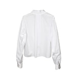 WHITE CROPPED JOHNNY BUTTON DOWN SHIRT