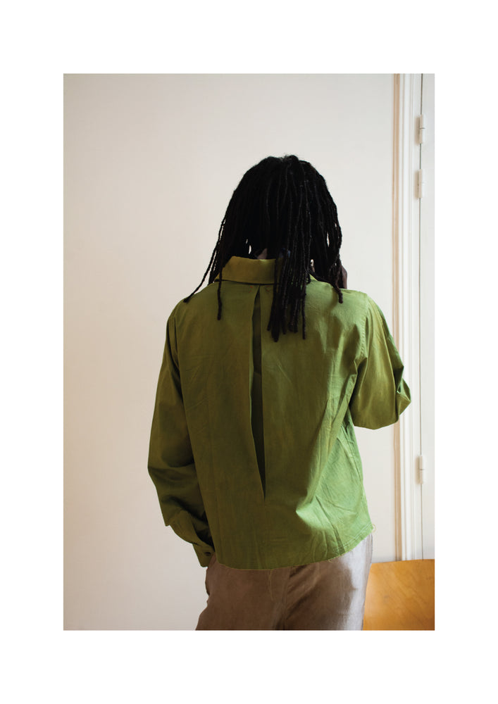 LIME CROPPED JOHNNY BUTTON DOWN SHIRT