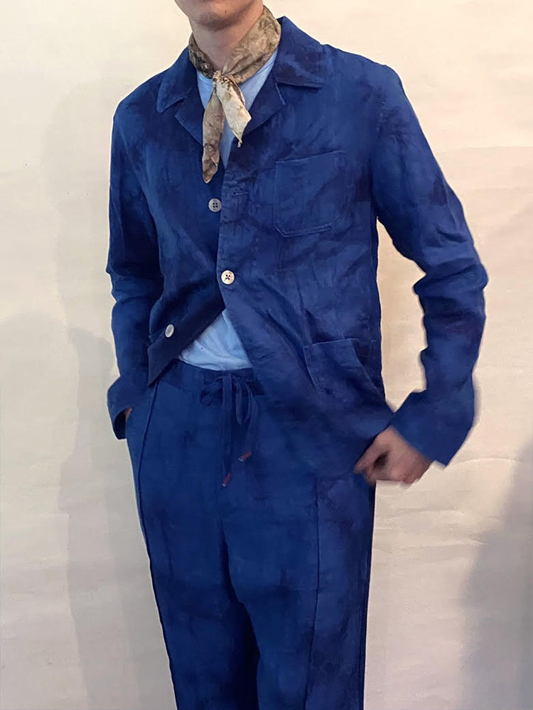 CAMO INDIGO LINEN SHIRT JACKET