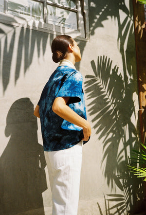 PHILIP HUANG x SHONE PUIPIA INDIGO TIE-DYE CRAVAT SHIRT