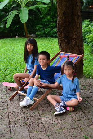 
            
                Load image into Gallery viewer, Kids Natural Sky Indigo Organic Cotton T-shirt - Philip Huang
            
        