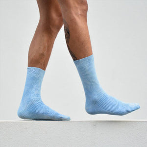 NATURAL HAND-DYED SKY INDIGO SOCKS