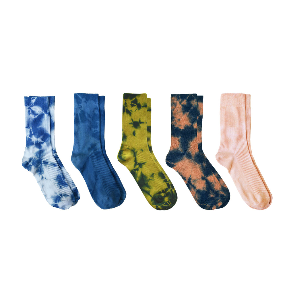 NATURAL HAND TIE-DYED SOCKS (PACK OF 5)