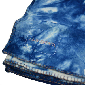 ISAN DREAMS CAMOUFLAGE TIE-DYED INDIGO BAMBOO FLEECE BLANKET - Philip Huang