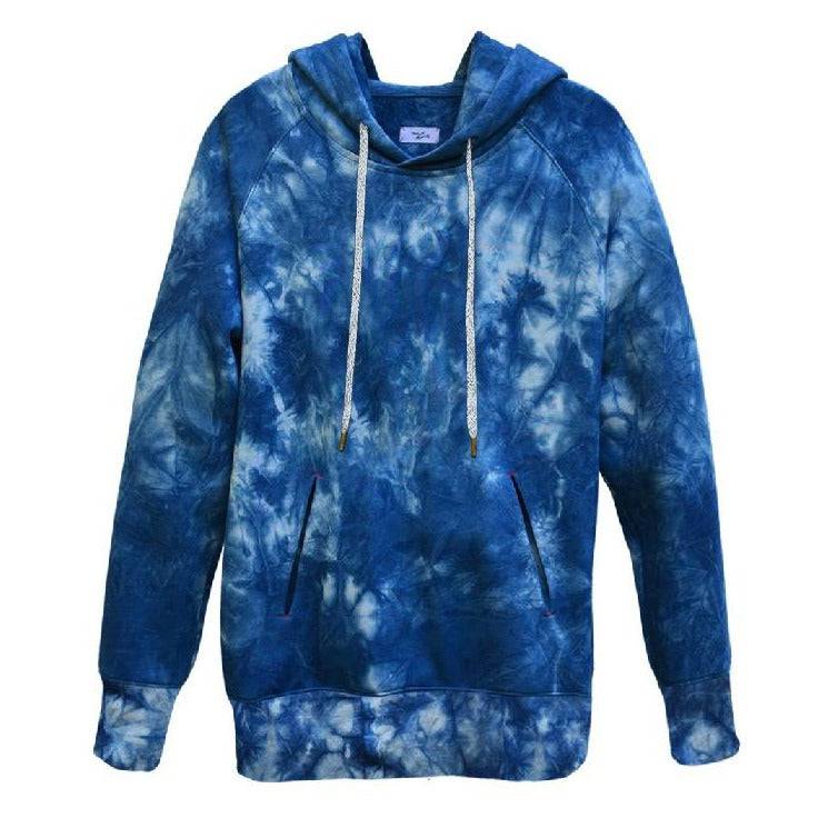 TIE-DYED INDIGO BAMBOO FLEECE HOODIE