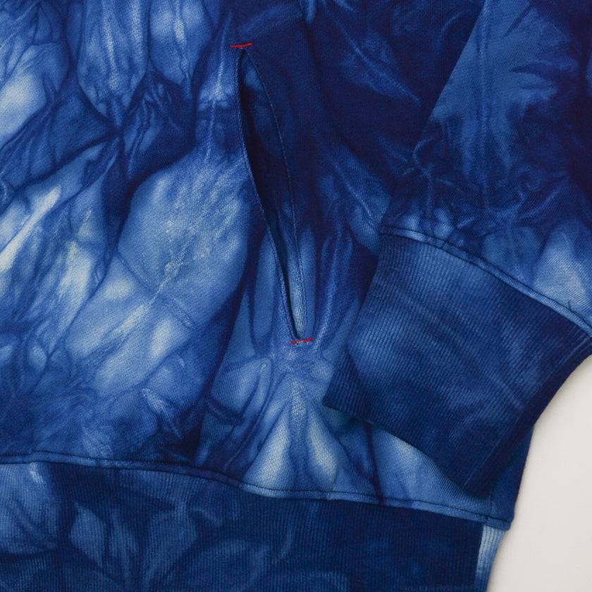 
            
                Load image into Gallery viewer, TIE-DYED INDIGO BAMBOO FLEECE HOODIE - Philip Huang
            
        