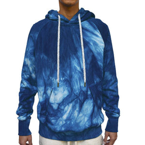 TIE-DYED INDIGO BAMBOO FLEECE HOODIE