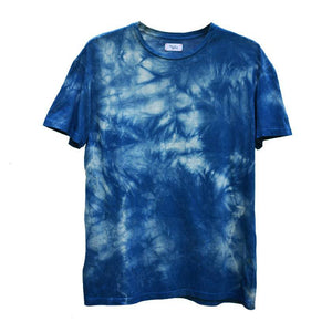 CAMO INDIGO TIE-DYED CREW NECK T-SHIRT