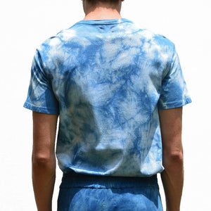 CAMO INDIGO TIE-DYED CREW NECK T-SHIRT