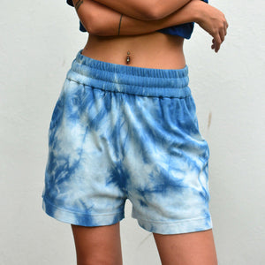 TIE-DYE INDIGO DEN SHORTS - Philip Huang