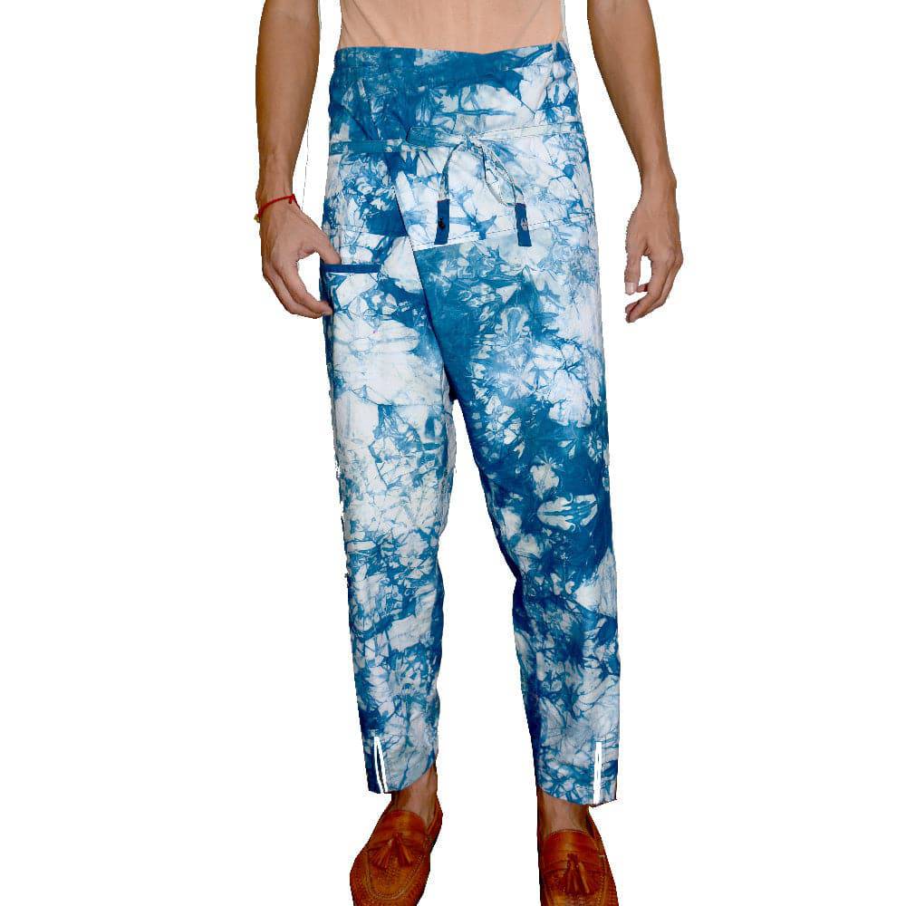 INDIGO TIE-DYE FISHERMAN TROUSERS