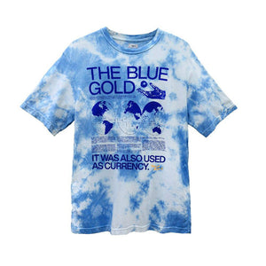 Blue Gold Indigo Tie-dye Ribbed Crew Neck T-shirt - Philip Huang