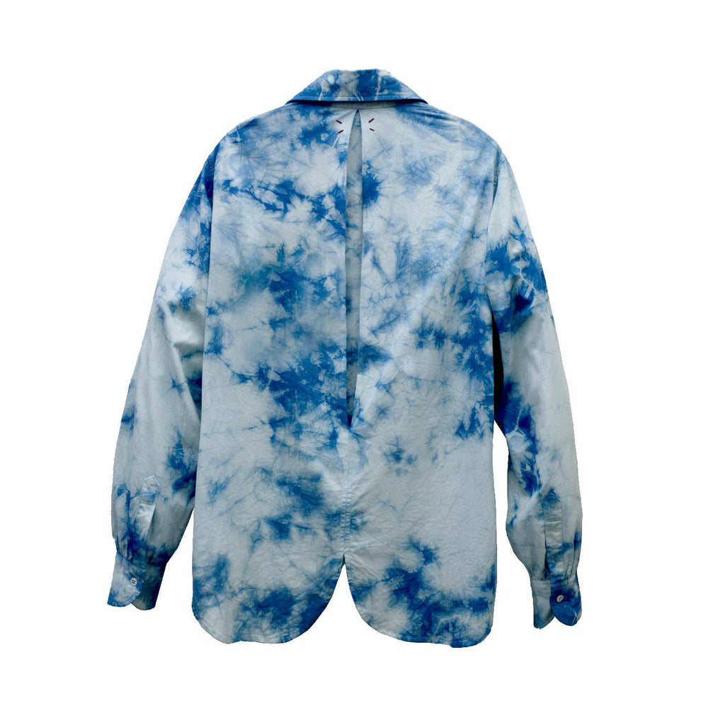 INDIGO TIE-DYED JOHNNY BUTTON DOWN SHIRT - Philip Huang