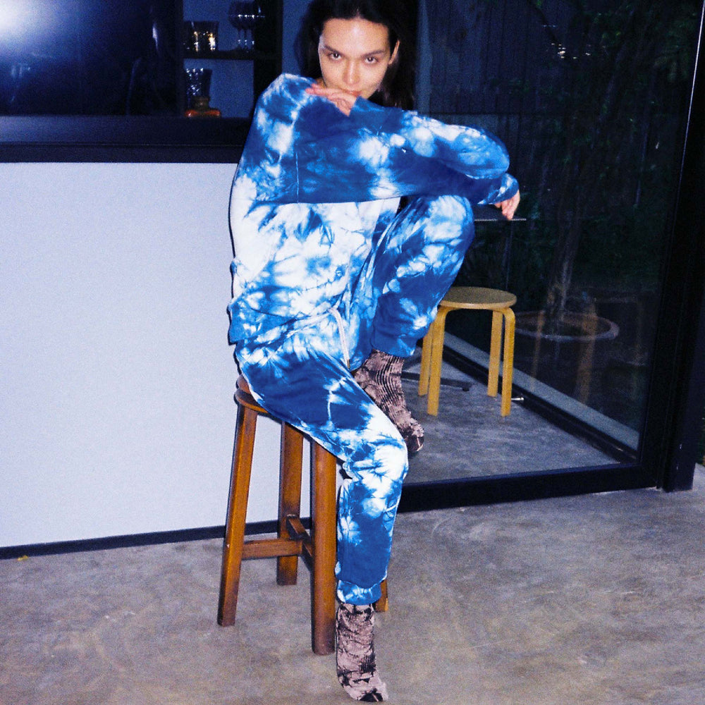 TIE-DYE INDIGO ORGANIC FRENCH TERRY SWEATPANTS