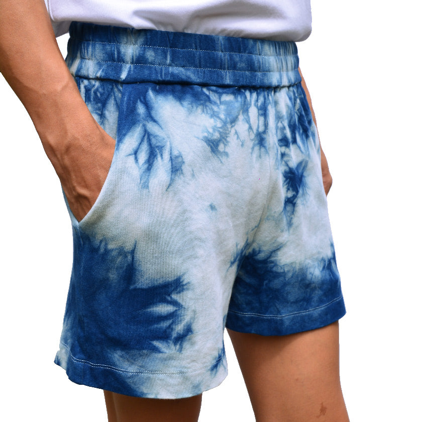 TIE-DYE INDIGO DEN SHORTS - Philip Huang