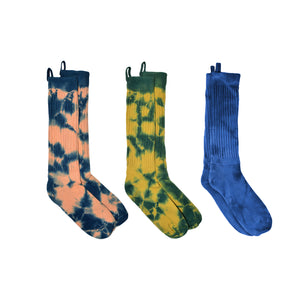 NATURAL HAND TIE-DYE MONA SLOUCH SOCKS (PACK OF 3)