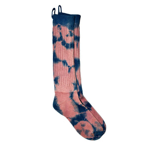 Natural Hand Tie-dyed Oxblood Indigo Mona Slouch Socks - Philip Huang