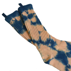 NATURAL HAND TIE-DYE PRADU INDIGO MONA SLOUCH SOCKS