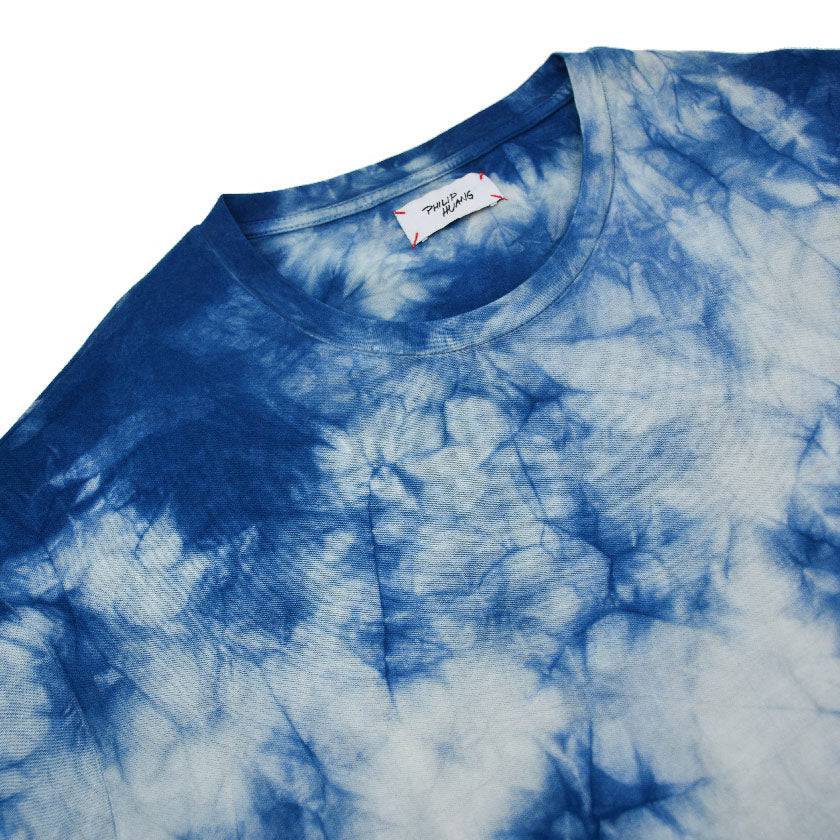 CAMO INDIGO TIE-DYED CREW NECK T-SHIRT