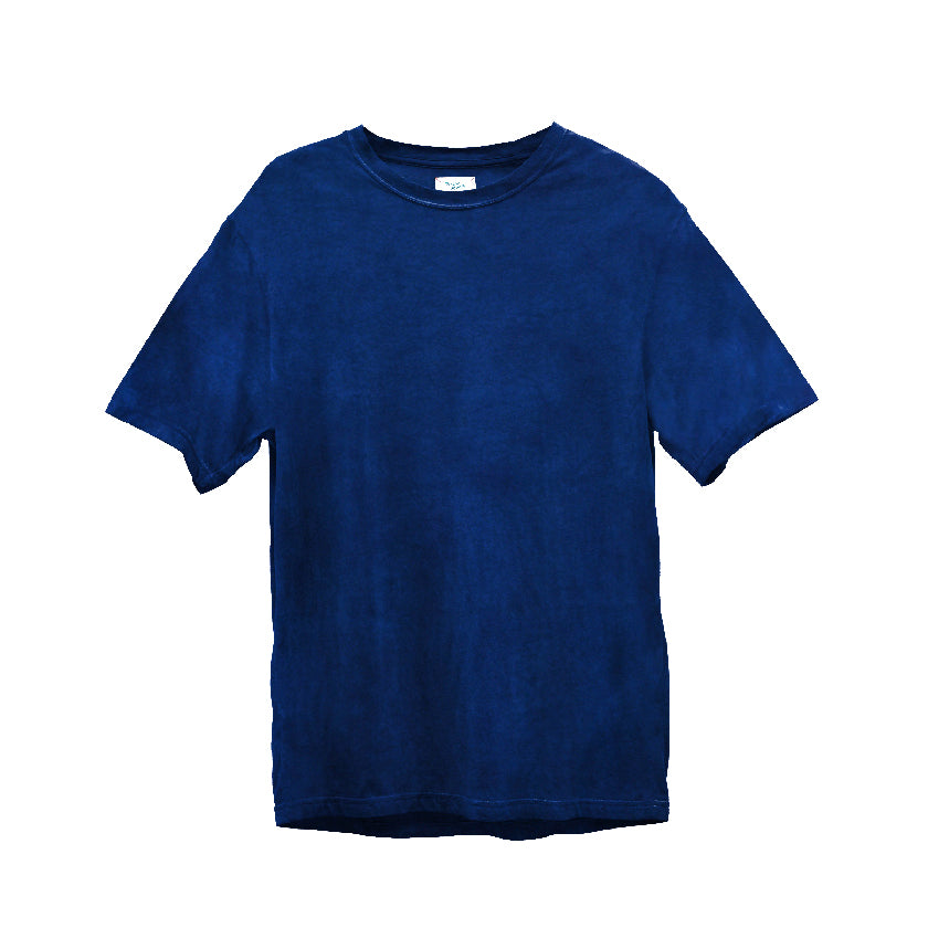 DARK INDIGO RIBBED CREW NECK T-SHIRT