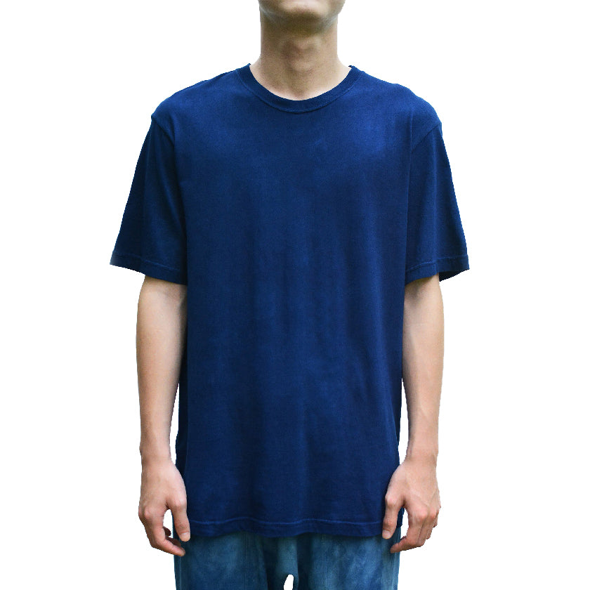 DARK INDIGO RIBBED CREW NECK T-SHIRT