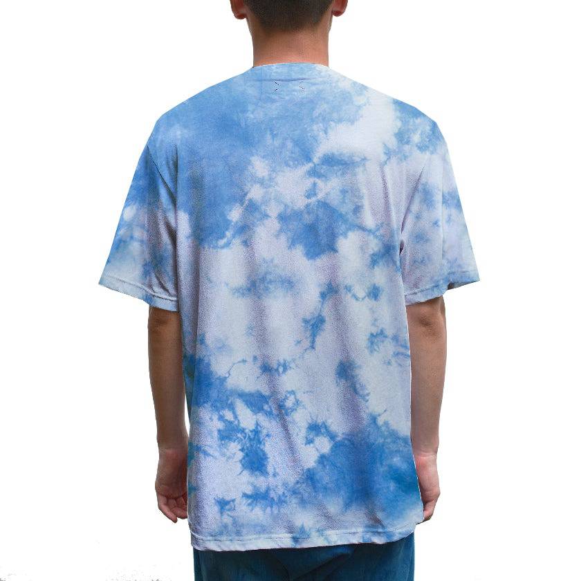 BLUE GOLD INDIGO TIE-DYE RIBBED CREW NECK T-SHIRT