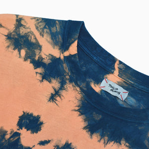 PRADU INDIGO TIE-DYE RIBBED CREW NECK T-SHIRT