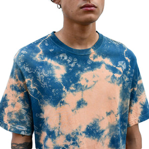 PRADU INDIGO TIE-DYE RIBBED CREW NECK T-SHIRT