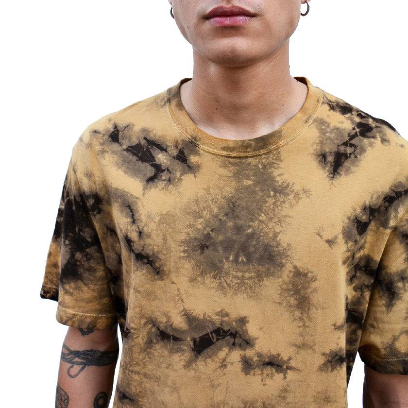 MOONLESS RUST TIE-DYE RIBBED CREW NECK T-SHIRT