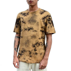 MOONLESS RUST TIE-DYE RIBBED CREW NECK T-SHIRT - Philip Huang