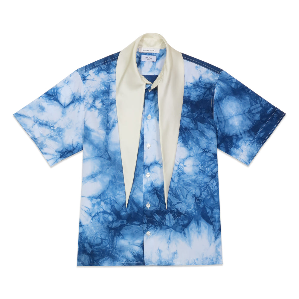 PHILIP HUANG x SHONE PUIPIA INDIGO TIE-DYE CRAVAT SHIRT