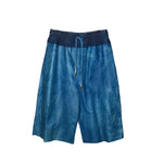 INDIGO TIE-DYE LEATHER SHORTS