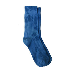 NATURAL HAND TIE-DYED CAMO INDIGO SOCKS