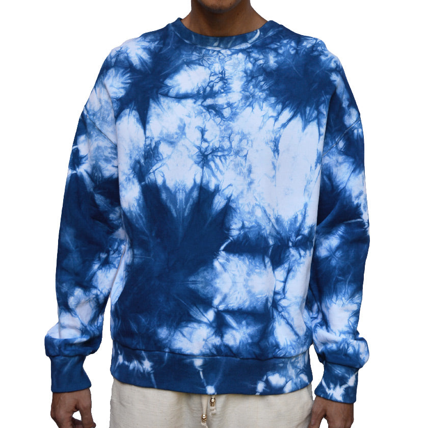 TIE-DYED INDIGO FRENCH TERRY SWEATSHIRT