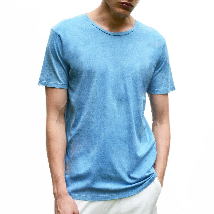 SKY INDIGO WIDE CREW NECK T-SHIRT